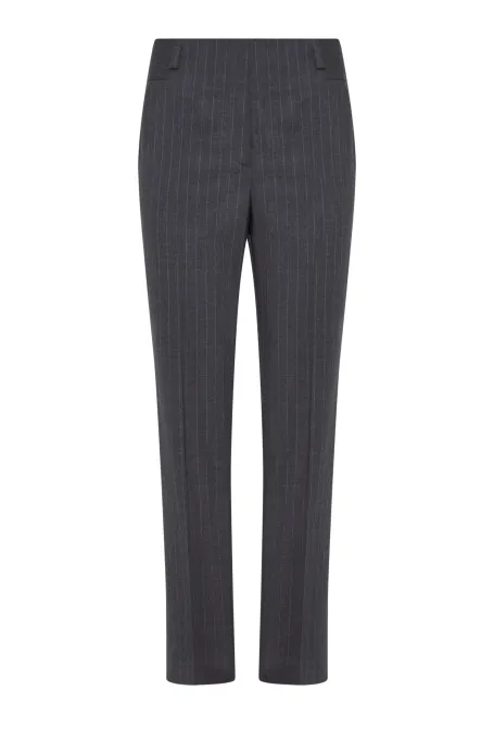 Pantaloni de costum gri din lână cu dungi Pantaloni de costum gri din lână cu dungi