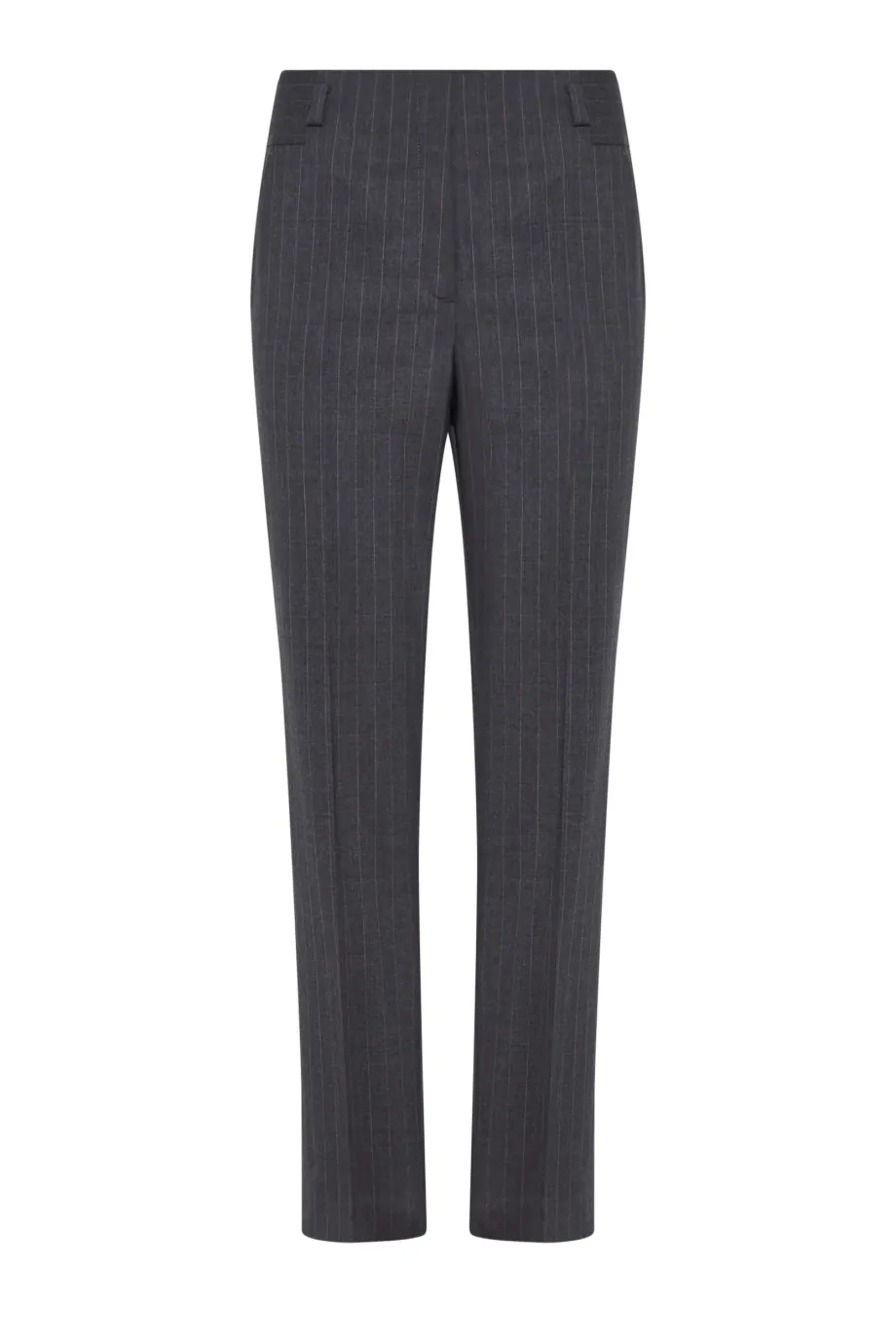 Pantaloni de costum gri din lână cu dungi Pantaloni de costum gri din lână cu dungi