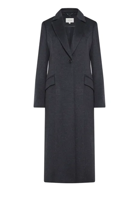 Palton midi din lână gri închis