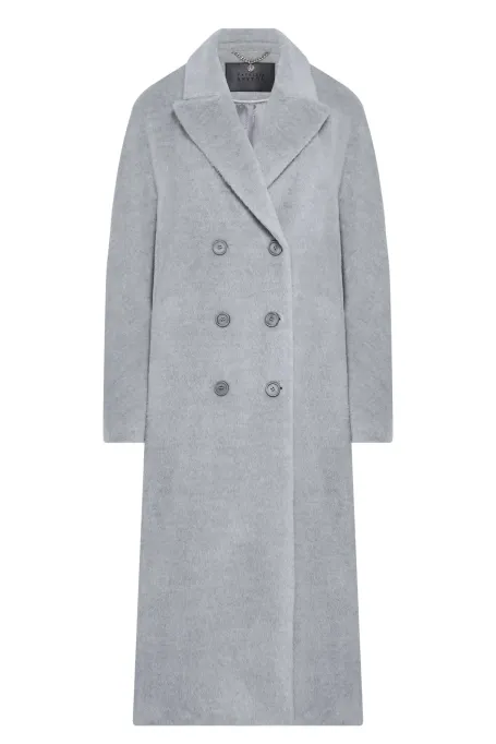 Palton lung gri cu baby suri alpaca