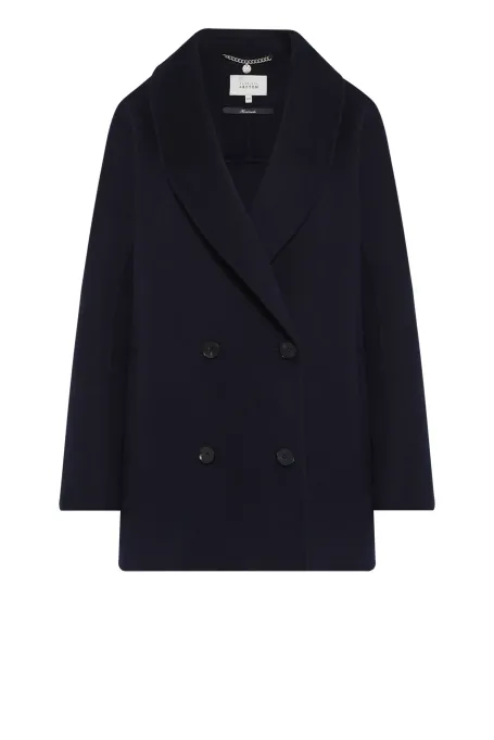 Jachetă bleumarin cu două rânduri de nasturi și mătase dublă