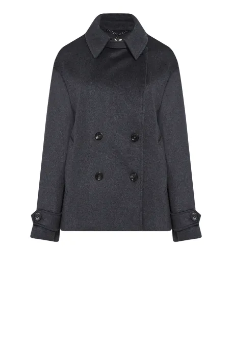 Jachetă de lână gri închis la dublu