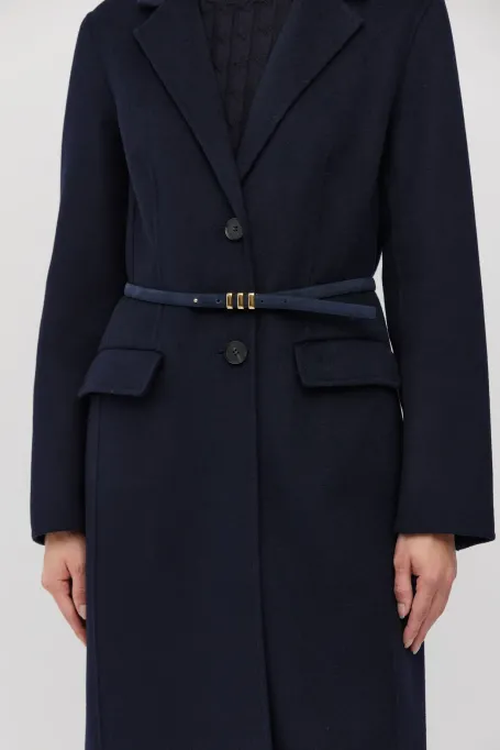 Curea din piele intoarsa albastru bleumarin