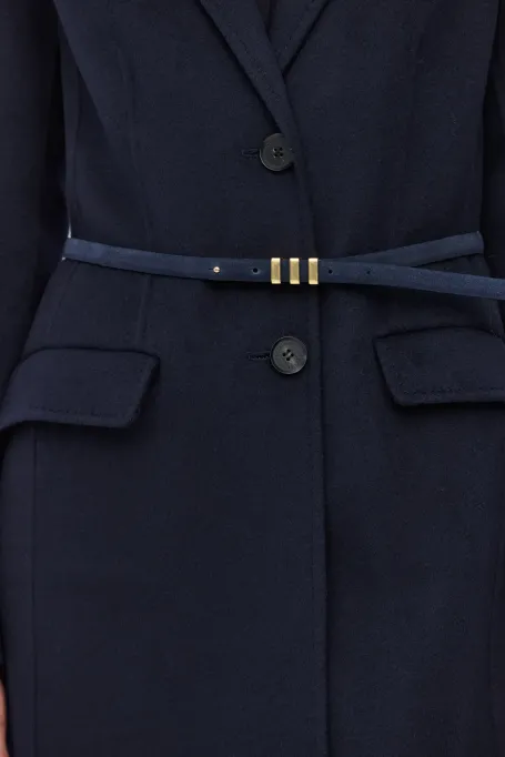 Curea din piele intoarsa albastru bleumarin