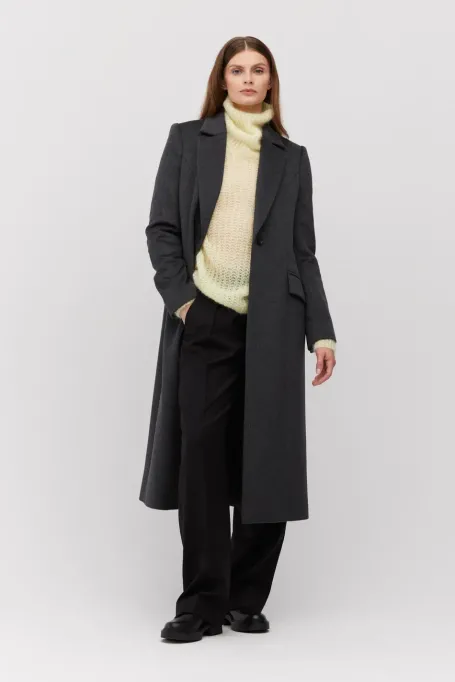 Palton midi din lână gri închis