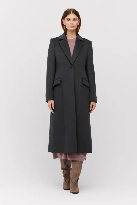 Palton midi din lână gri închis