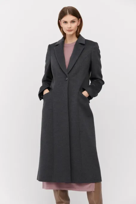 Palton midi din lână gri închis