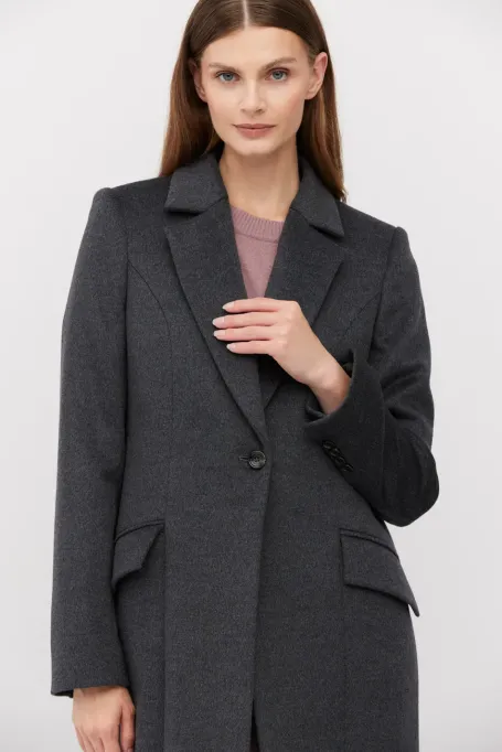Palton midi din lână gri închis