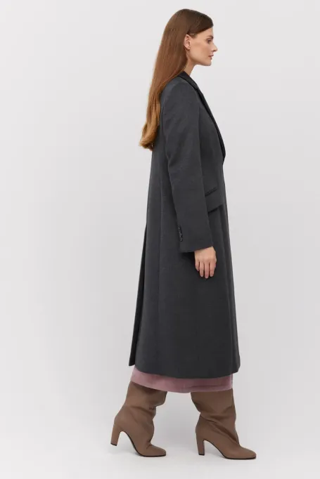 Palton midi din lână gri închis