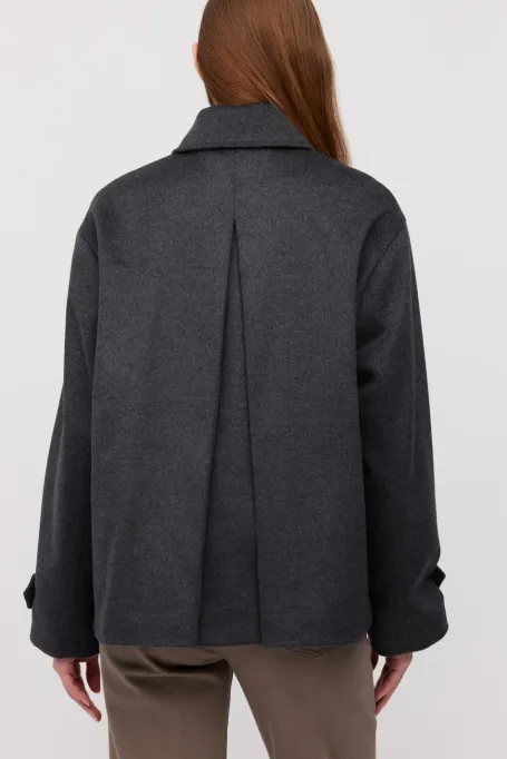 Jachetă de lână gri închis la dublu