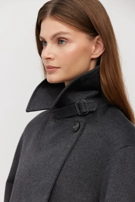 Jachetă de lână gri închis la dublu