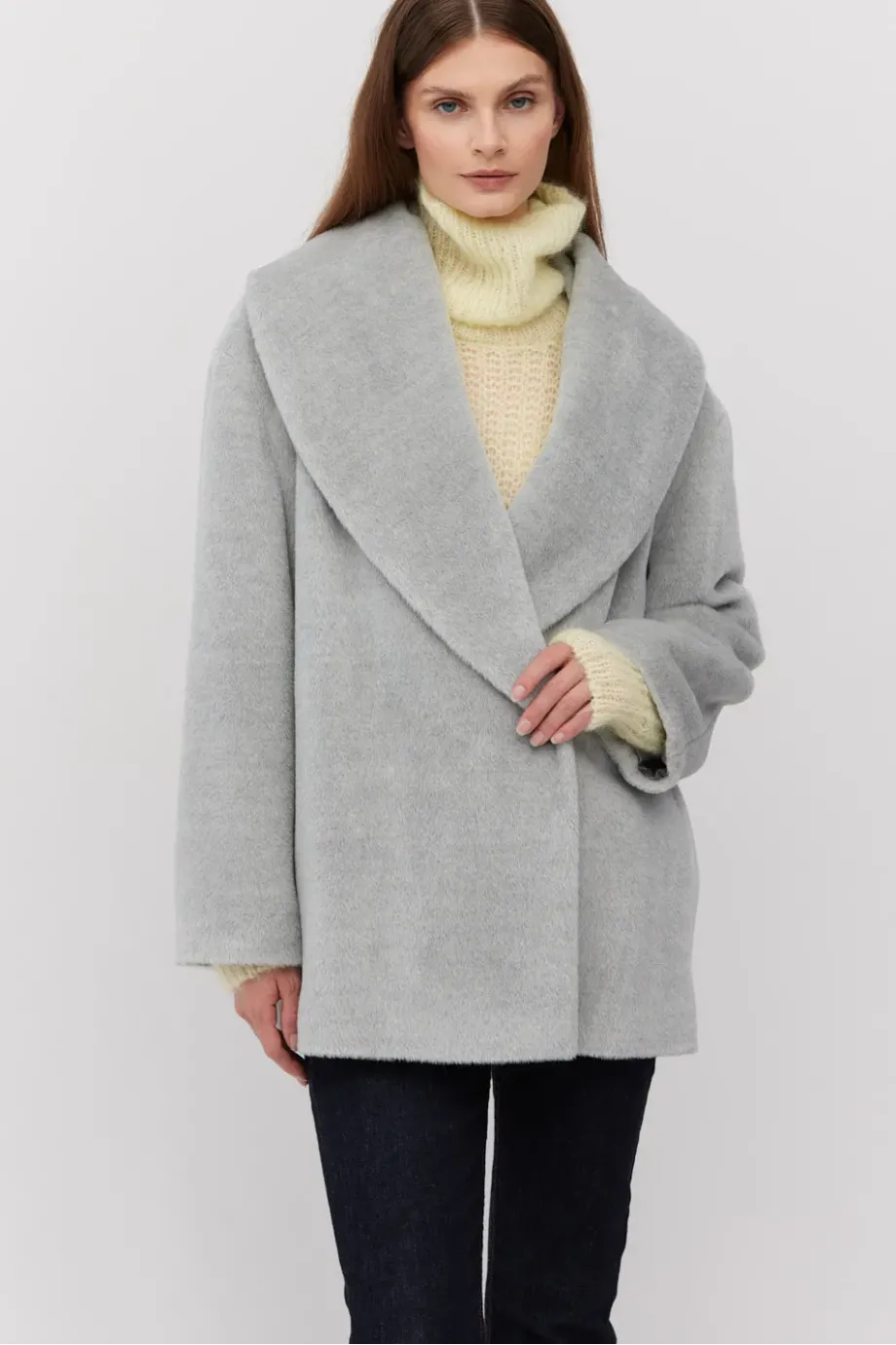 Geaca gri baby suri alpaca Geaca gri baby suri alpaca
