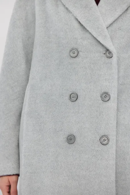 Palton lung gri cu baby suri alpaca