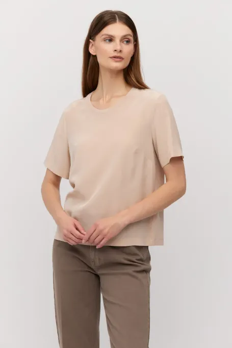 Bluză de mătase Brigitte roz pudrat