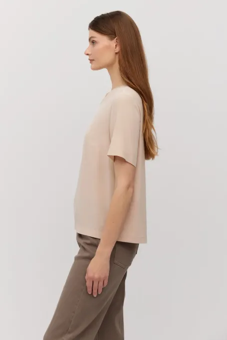 Bluză de mătase Brigitte roz pudrat