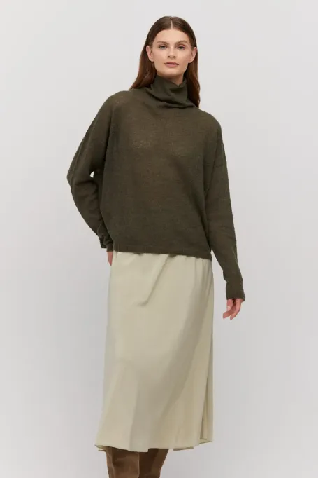 Turtleneck verde cu lana de alpaca Turtleneck verde cu lana de alpaca