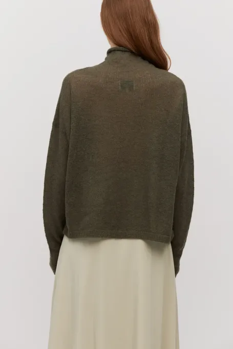 Turtleneck verde cu lana de alpaca