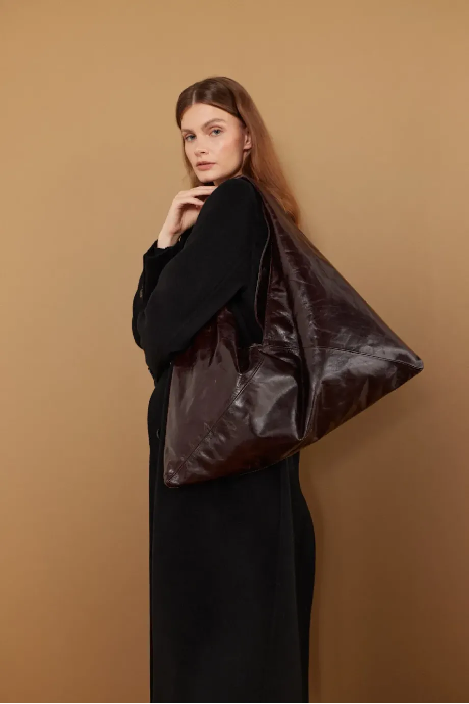 Geantă shopper vinete din piele Geantă shopper vinete din piele