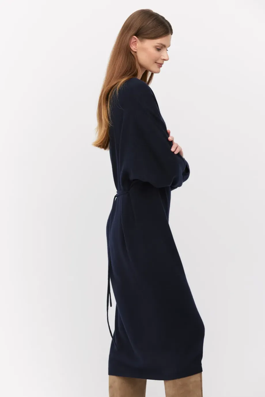 Rochie polo bleumarin din cașmir și lână merinos Rochie polo bleumarin din cașmir și lână merinos