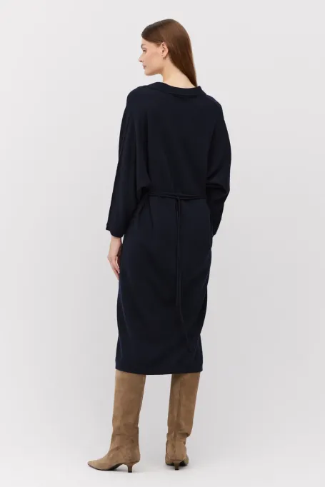 Rochie polo bleumarin din cașmir și lână merinos Rochie polo bleumarin din cașmir și lână merinos