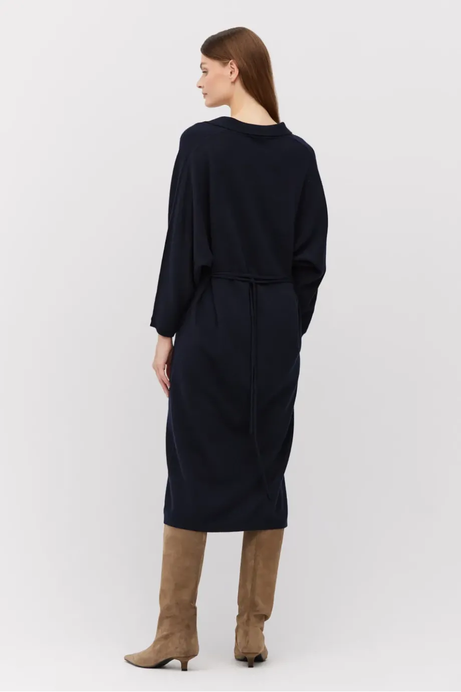Rochie polo bleumarin din cașmir și lână merinos Rochie polo bleumarin din cașmir și lână merinos