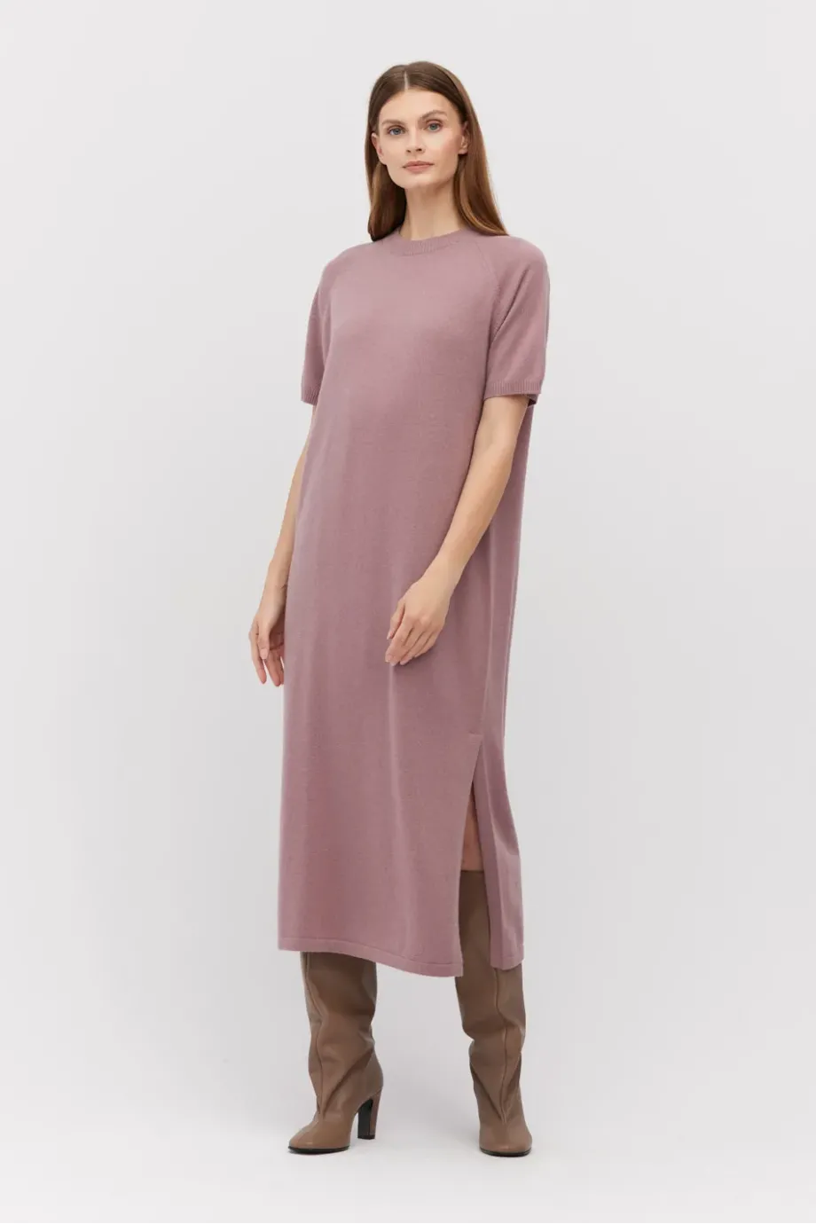 Rochie midi din lână merinos violet deschis Rochie midi din lână merinos violet deschis