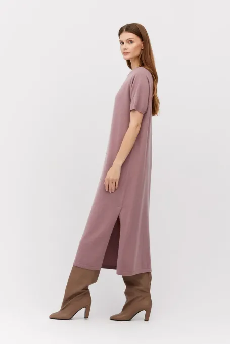 Rochie midi din lână merinos violet deschis Rochie midi din lână merinos violet deschis