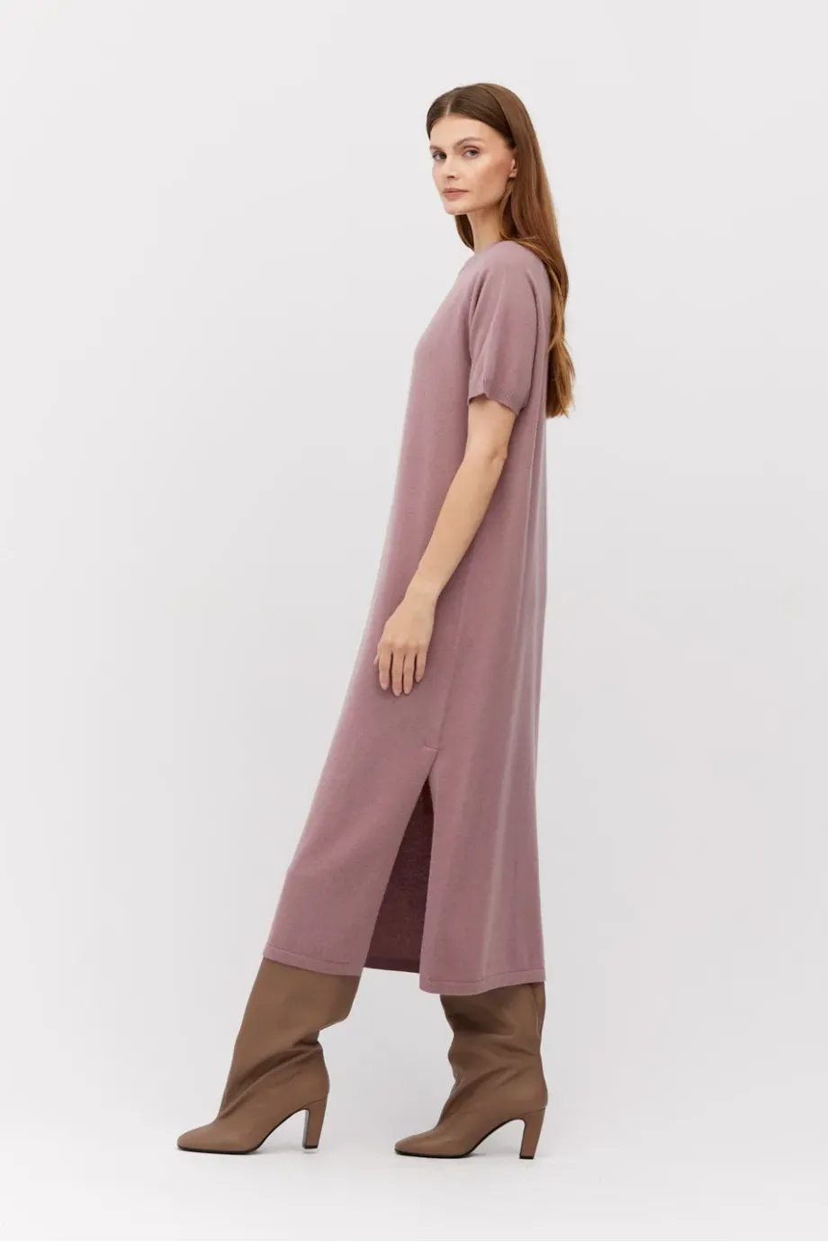 Rochie midi din lână merinos violet deschis Rochie midi din lână merinos violet deschis