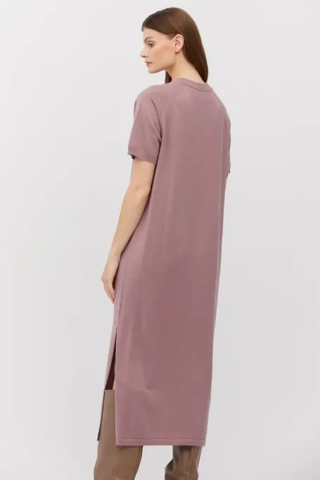Rochie midi din lână merinos violet deschis
