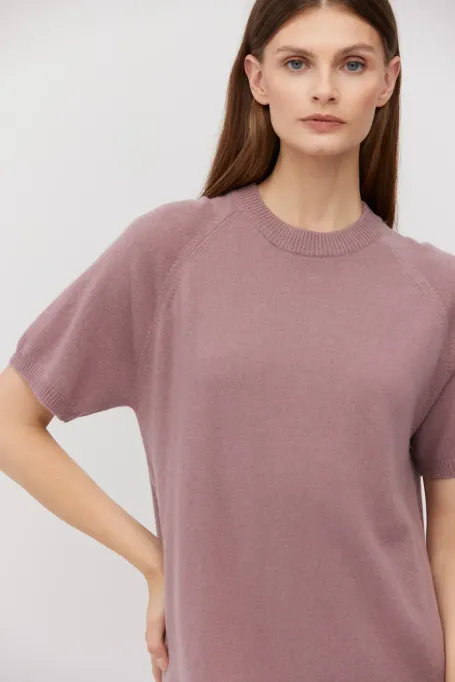 Rochie midi din lână merinos violet deschis