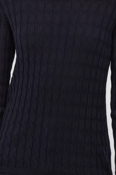 Bluză bleumarin din lână merinos, croită, cu croială