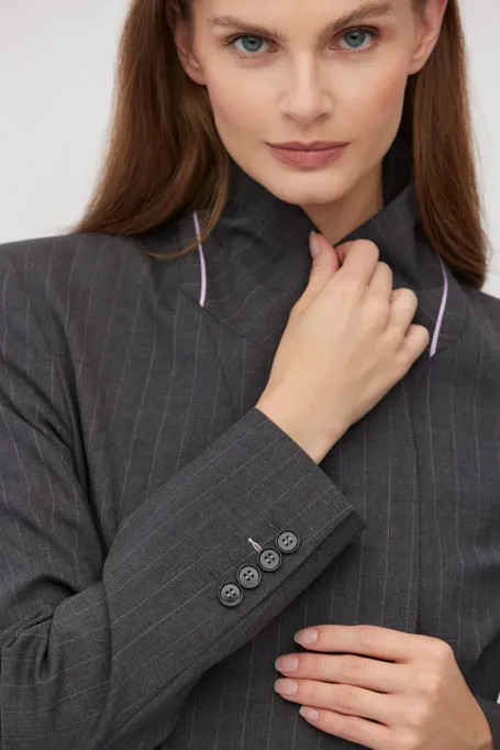 Jachetă gri din lână cu dungi pentru costum Jachetă gri din lână cu dungi pentru costum