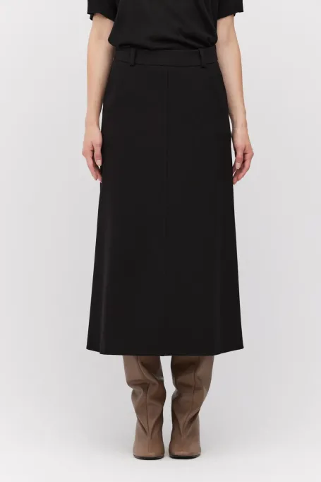 Fustă midi neagră trapez