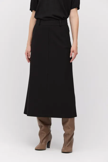 Fustă midi neagră trapez