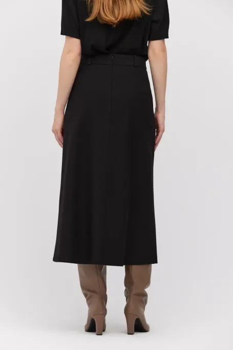Fustă midi neagră trapez