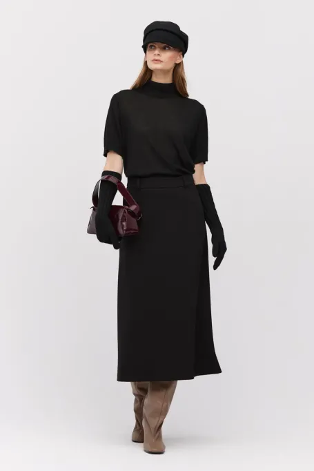 Fustă midi neagră trapez