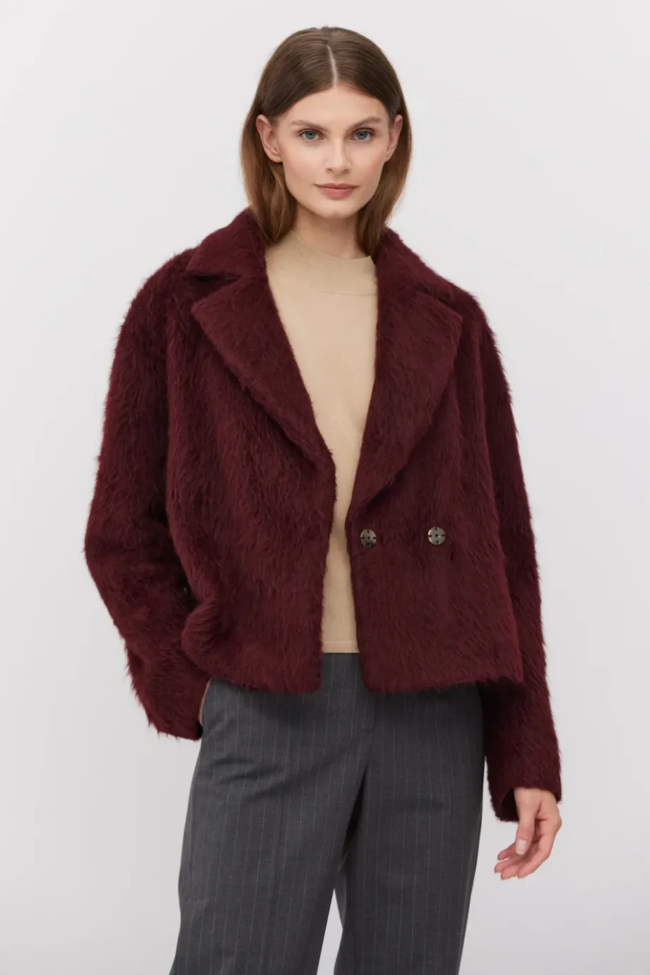 Jachetă din alpaca și lână de miel Cherry Jachetă din alpaca și lână de miel Cherry