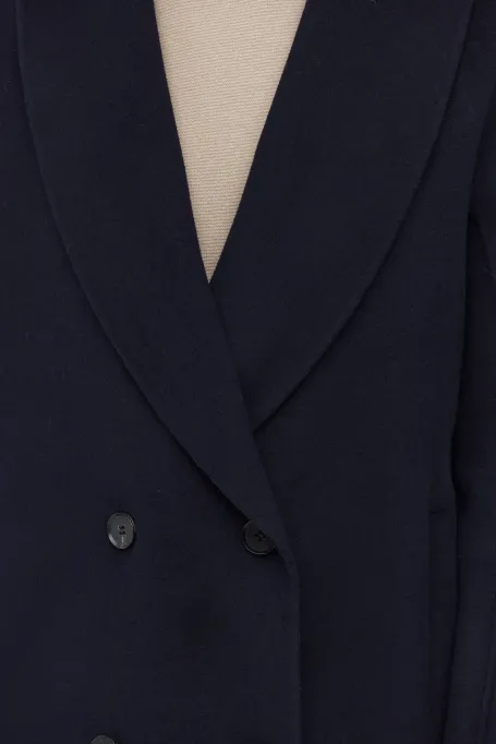 Jachetă bleumarin cu două rânduri de nasturi și mătase dublă