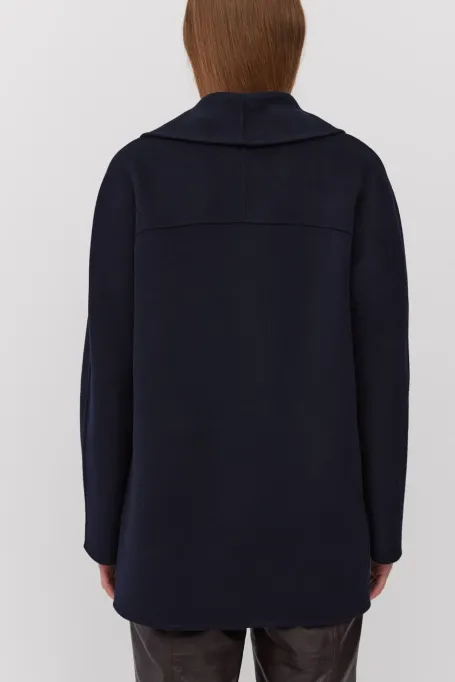 Jachetă bleumarin cu două rânduri de nasturi și mătase dublă