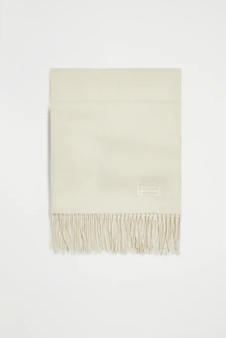 Eșarfă albă din cașmir