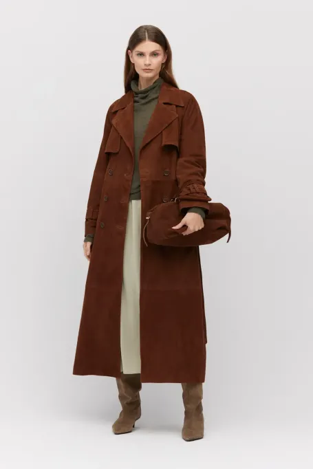 Trenci din piele naturala de piele intoarsa