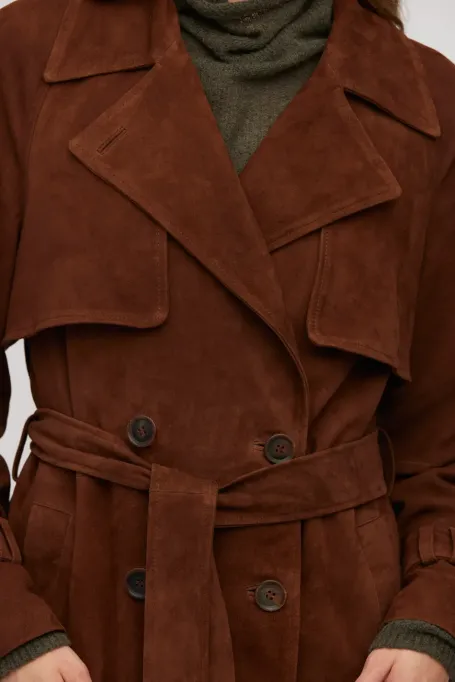 Trenci din piele naturala de piele intoarsa