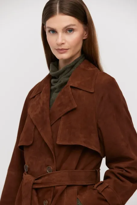 Trenci din piele naturala de piele intoarsa