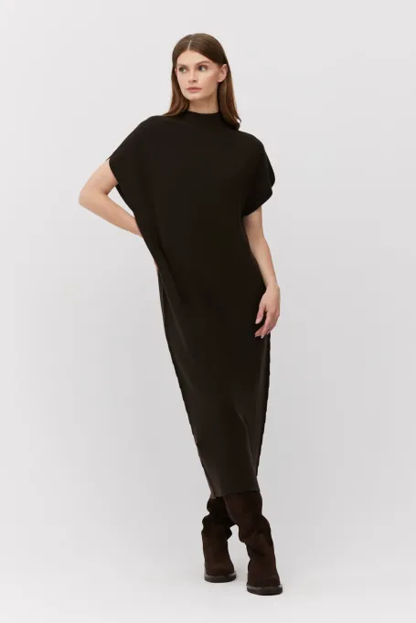 Rochie midi din lână maro