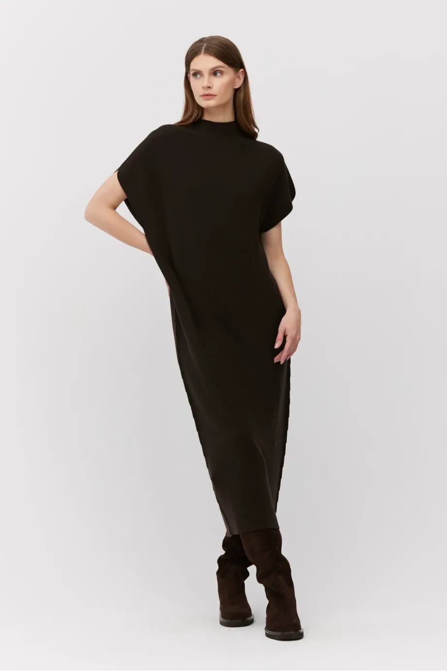 Rochie midi din lână maro Rochie midi din lână maro