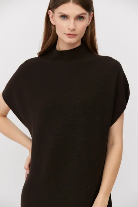 Rochie midi din lână maro