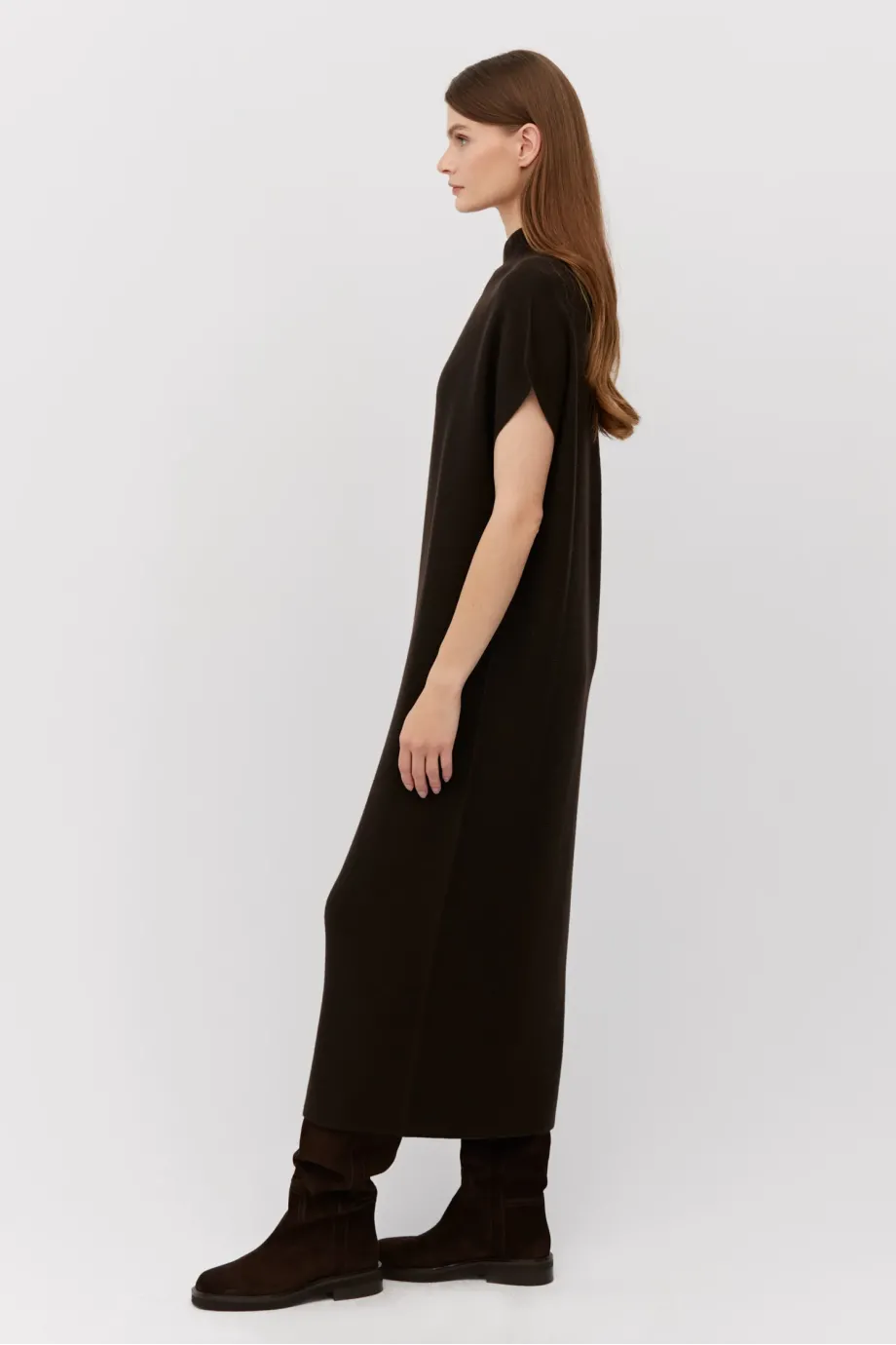 Rochie midi din lână maro Rochie midi din lână maro