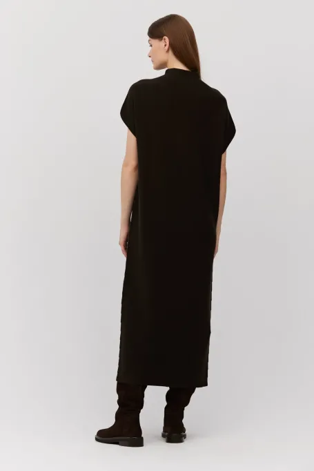 Rochie midi din lână maro