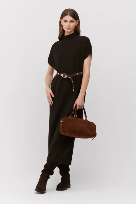 Rochie midi din lână maro