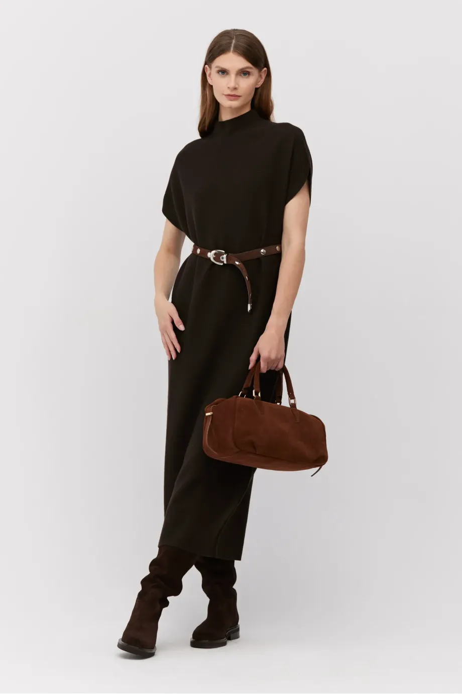 Rochie midi din lână maro Rochie midi din lână maro